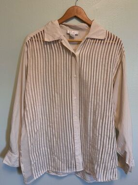 The Limited Cream Vertical Stripe Button-Down Shirt